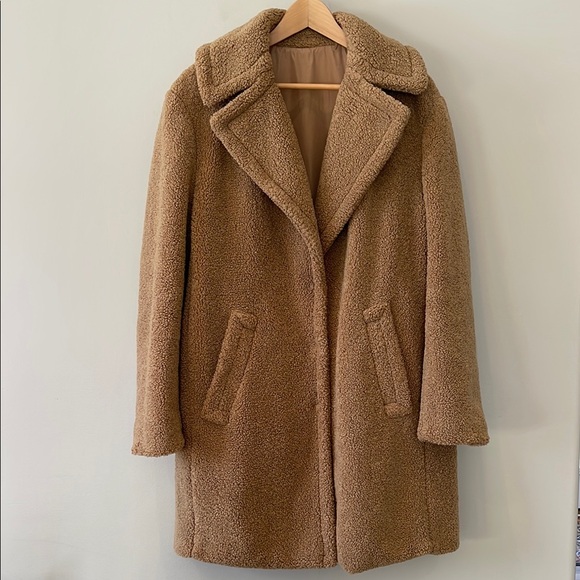 Jackets & Blazers - Brown Teddy Jacket with Soft Texture and Wide Lapel